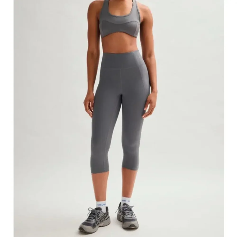 GIRLFRIEND COLLECTIVE Compressive High-Rise Capri Cropped Leggings Gray Size XL